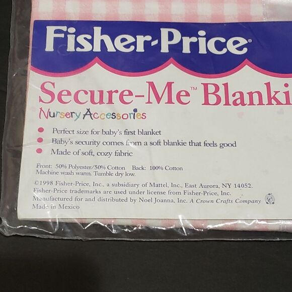 Fisher Price Secure Me Blankie Pink White Checkered Lovey Baby Blanket Vtg 1998 - Picture 2 of 5